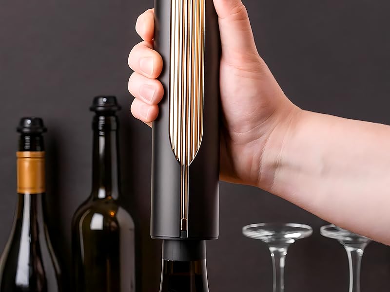 From our VINOWAKE wine gadget series, meet our luxurious electronic wine bottle opener - OPENERO. Made from premium aluminum steel, elegantly polished surface, reflecting its high-quality craftsmanship, thereby making it a centerpiece in any connoisseur's collection. Its sleek design and quick uncorking feature, which opens bottles in just three seconds, make it a standout addition for wine enthusiasts. It can open up to 60 bottles on a single charge, showcasing its reliability for any occasion.